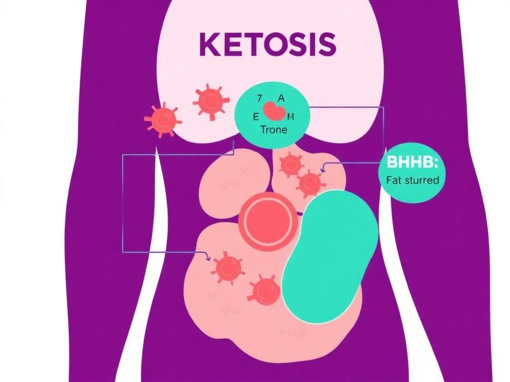 Diagram showing how ketosis works in the body with BHB ketones